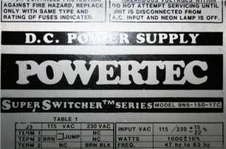 POWERTEC SUPER SWITCHER Model 9N5 150 17C POWER SUPPLY  