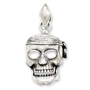  Sterling Silver Skull with Bandana Pendant: West Coast 