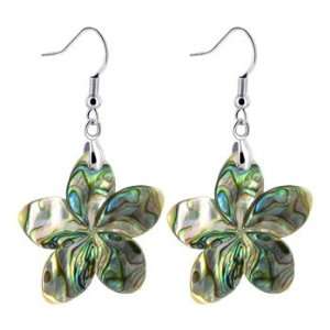   Steel Abalone Flower French Ear wire Hook Dangle Earrings: Jewelry