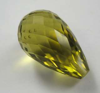 25.95 Carat Briolette Cut Natural Lemon Drop Quartz Gemstone 22x13mm 