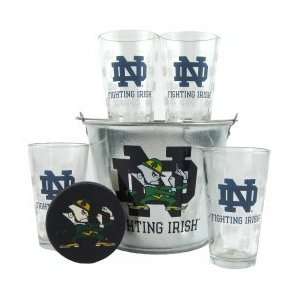 Notre Dame Pint and Beer Bucket Set  Fighting Irish Gift Set