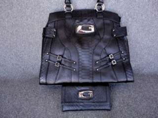 GUESS Brookside BLACK Handbag sac purse TOTE BAG+WALLET  