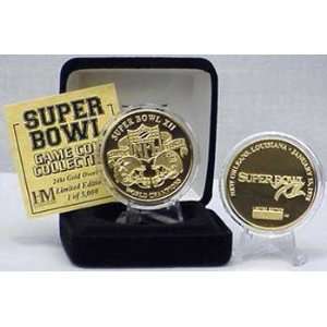   24KT Gold Plate Gold Super Bowl XII Flip Coin: Sports & Outdoors