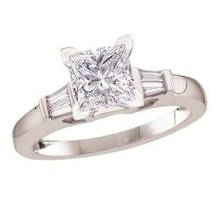   Baguette Side Stones Ring (2 ct tw, G, VS2) Size 4: Jewelry