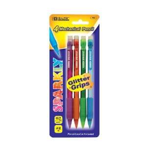 BAZIC Sparkly 0.7mm Mechanical Pencil w/ Glitter Grip (4 