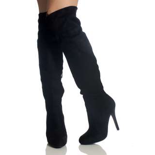 Designer Fashion Tall Stretch Platform Heel Womens Knee High Boot Size 