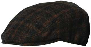 New Stetson Mens Wool Brown/Black Plaid Ivy Hat Newsboy Driving Cap M 
