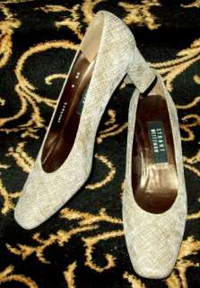 STUART WEITZMAN tan woven genuine leather heels 8AA  