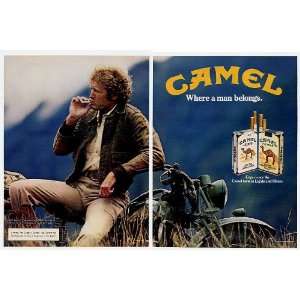   Camel Cigarette Man on Motorcycle 2 Page Print Ad (7024): Home