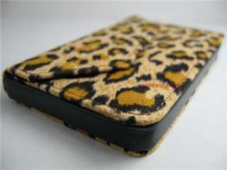 Leopard Grain Leather Magnetic Business Card Name ID Holder Case CH21 