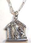   Plated 24 Figaro Chain W/ Lead Free Pewter Nativity Charm  Necklace
