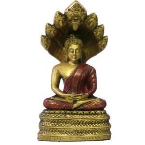  Small Naga Buddha, Gold and Red Finish