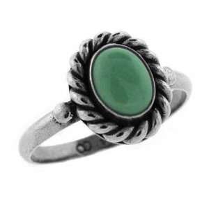  Sterling Silver Genuine Variscite Stone Twisted Border Ring: Jewelry