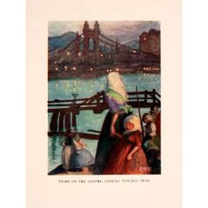  1908 Color Print William Pascoe Art Danube River Buda 