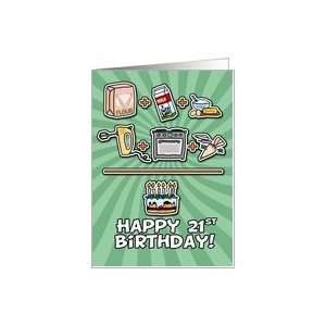  Happy Birthday   cake   21 years old Card: Toys & Games
