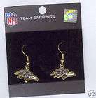 BALTIMORE RAVENS 3/4 x 3/8 Logo NFL Gold J Hook Earri