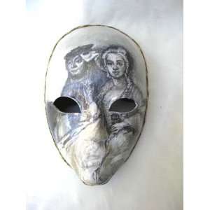   Lucia Masquerade Full Face Pencil Sketch Carnival Mask: Home & Kitchen