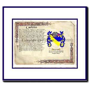  Carletto Coat of Arms/ Family History Wood Framed: Home 