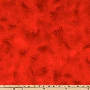  45 Wide Fossil Ferns True Red Fabric By The Yard: Arts 