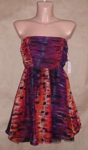 Romeo & Juliet Couture Red/Black Strapless Chiffon Dress—Size M