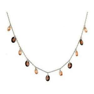  Cascading Two Tone Brown Champagne Briolette Necklace 