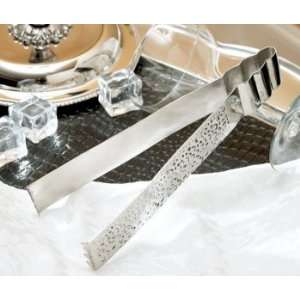 Barware Embossed Ice Tongs Brass Debossed Pattern Shiny Nickel Silver 