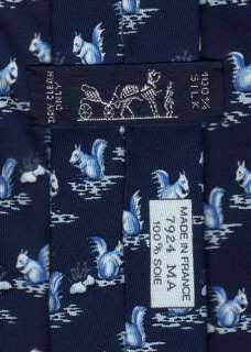 FUN, CLASSIC & TIMELESS HERMES Squirrels Blue Animal Tie 7924 MA 1 