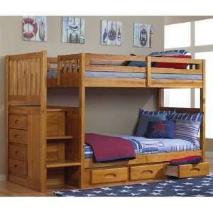 Honey Stair Stepper Bunk Bed Twin over Twin:  Home 