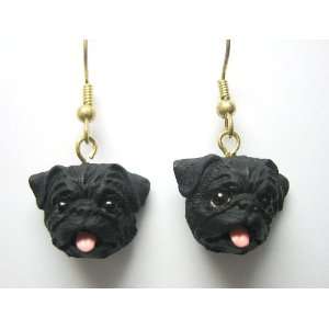  Pug Black   Dog Figurine Jewelry Earrings Hook Everything 