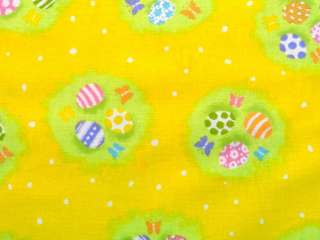 New Easter Eggs Holiday Butterfly Dots Spring Yellow Fabric BTY  
