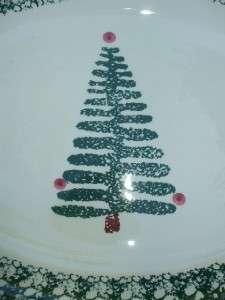   Serving Platter Furio Italy Christmas Tree Holiday Green White Sponged