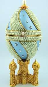 Authentic Goose Egg Russian Jewelry Box Rose Keepsake  