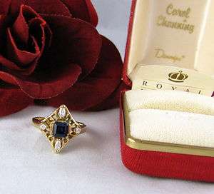 Sterling Vermeil Carol Channing Vibrant Blue Diamonique Ring Size 8.5 