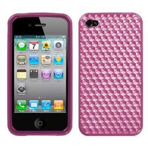  Apple Iphone 4, Hot Pink Cube (Silver) Candy Skin Cover 