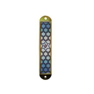   Car Mezuzah with Geometric Star of David Pattern in Shades of Blue