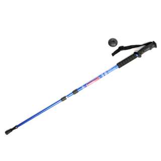   In 1 Outdoor Retractable Alpenstock Hiking Walking Stick Compass Blue