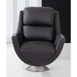  Black Leather Modern Swivel Chair By Abbyson Living