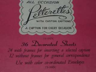 Vtg All Occasion Stationary LETTERETTES W/ Custom Caption Stickers 