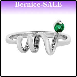 Xmas Gift Sparkly Jewelry Green Emerald 925 Sterling Silver Ring Size 