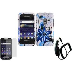 Blue Splash Hard Case Cover+LCD Screen Protector+Car Charger for 