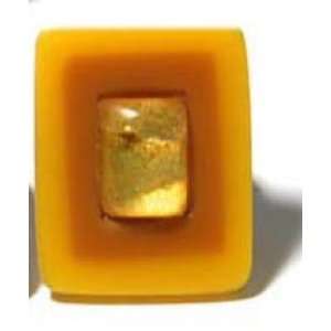 SG Paris Adjustable Ring Resine Rectang Yellow Orange Combinaison Ring 