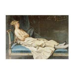   Induno   A Lady Reclining On A Chaise Longue Giclee