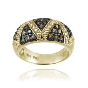    18K Gold over Sterling Silver 1/3ct Champagne Diamond Ring Jewelry