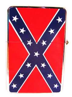 Confederate Flag Chrome Refillable Lighter Dixie Rebel  