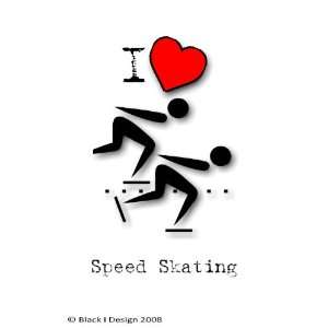  I Love Speed Skating 4 inch (10cm) Square Acrylic Coaster 