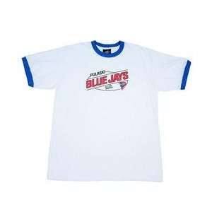 Pulaski Blue Jays Mens Short Sleeve Louie Ringer T shirt by Old Time 