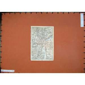  1907 Lyon Southern France Colour Map Europe Baedeker