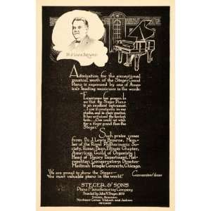  1919 Ad John Steger Lewis Browne Grand Piano Instrument 