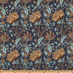  44 Wide Chelsea Floral Blue Fabric By The Yard: Arts 