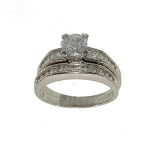  Piece Fashion Ring Wedding Set Includes Round Solitaire with Channel 